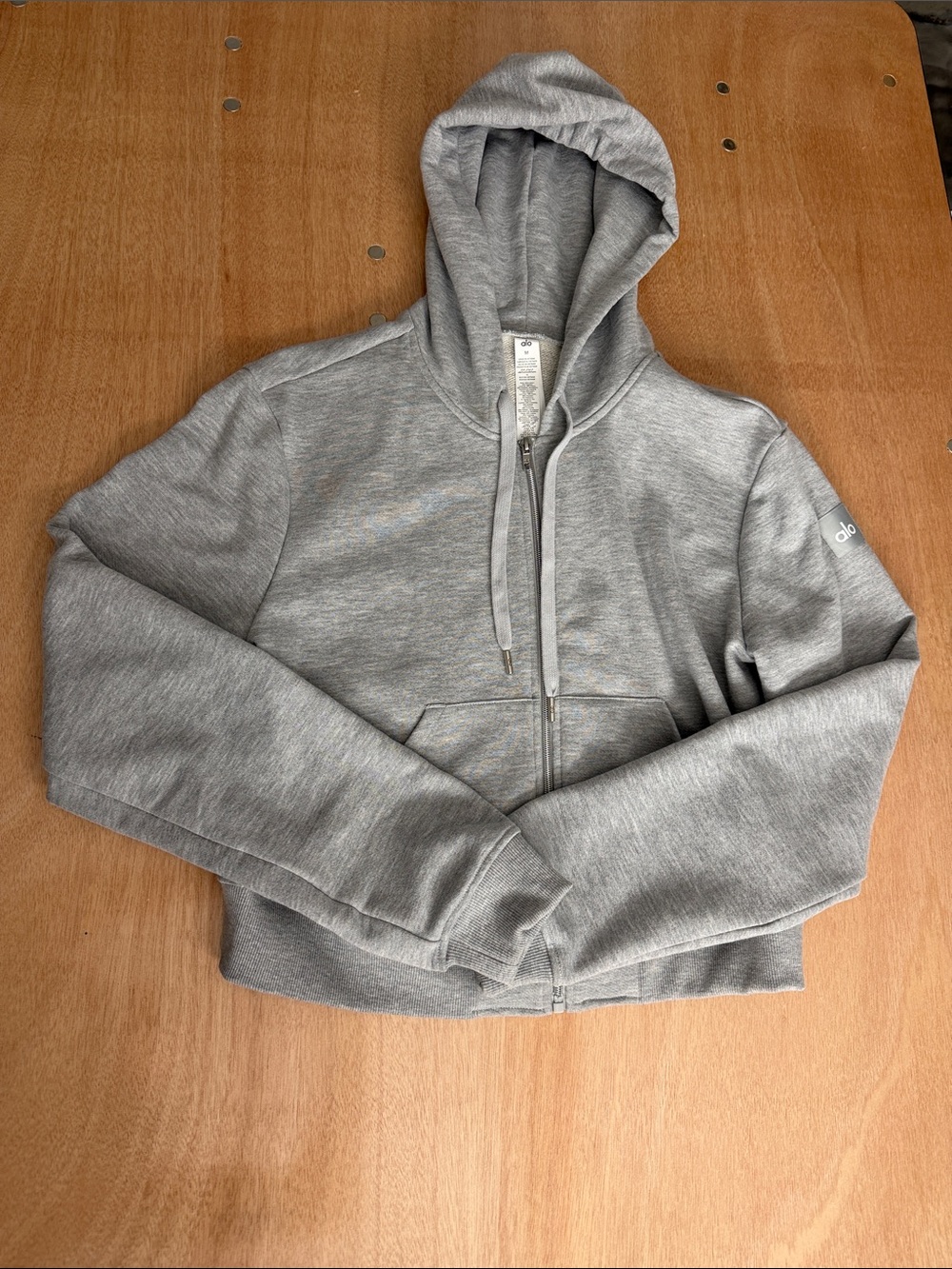 ALO Yoga Heather Gray Zip-Up Hooded Bomber Jacket